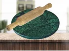 Marble Roti Maker Chakla (9 inches) with Wooden Belan (12 inches) (Green & Brown, Set of 1)