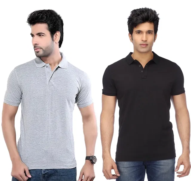 Solid Polo T-shirt for Men, Pack of 4 (Multicolor, L)