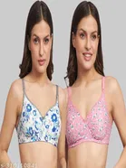 Cotton Blend Printed Padded Bra for Women 