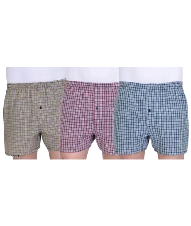 Cotton Shorts for Mens (Multicolor, Free Size) (Pack of 3)