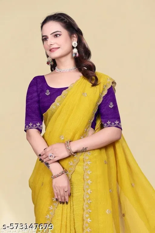 Jimmy Choo Solid Saree For Women, Purple