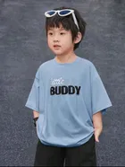 Round Neck Printed T-Shirt for Boys (Aqua Blue, 6-7 Years)