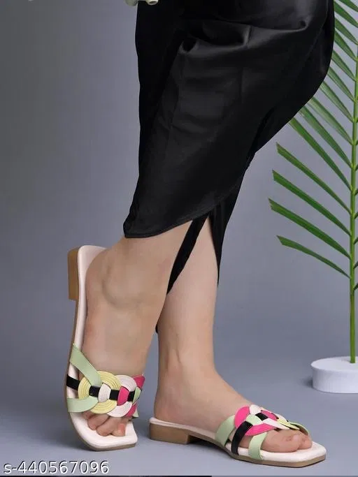 Comfort Cream Flat Sandals for Women (IND-3)