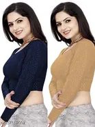 Lycra Ready Made Blouse for Women, Black & Yellow, Pack of 2 