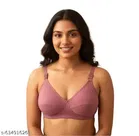 Hosiery Solid Bras for Women, Pink & Purple, Pack of 2 