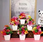 Plastic Artificial Flowers, Multioclor, Pack of 6