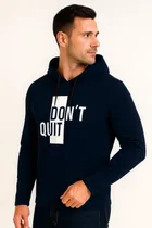 Fleece Printed Hoodie for Men, Dark Blue 