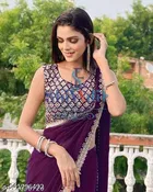 Georgette Solid Saree For Women, Maroon