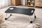 Laptop & Study Table, Foldable and Portable/Ergonomic & Rounded Edges/Non-Slip Legs, Black 