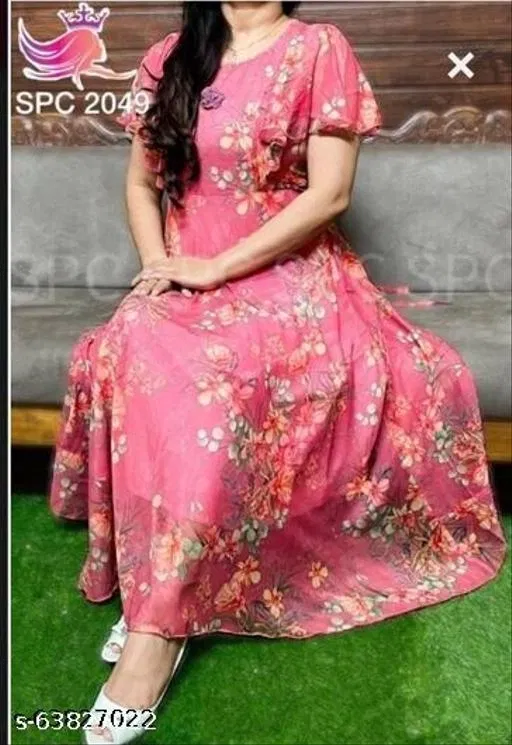 Gown for Women (Pink, L)