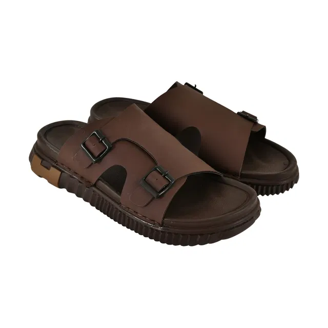 Slip On Slippers for Men (Brown, 6)
