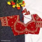 Silk Embroidered Blouse for Women, Red 