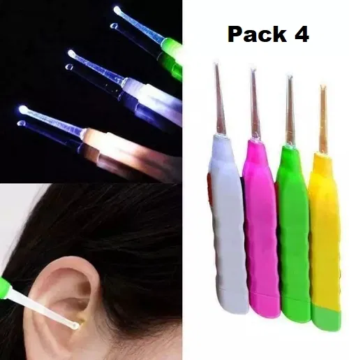 Ear Wax Cleaning Tool with LED Light (Multicolor, Pack of 4)