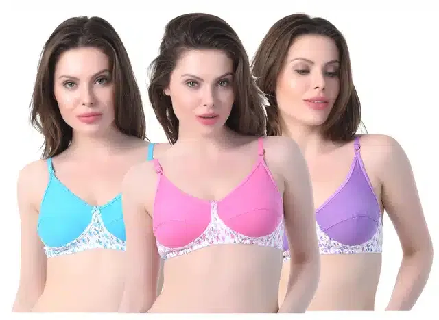 Non Padded Bra for Women (Pack of 3) (Multicolor, 36B)