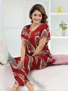 Satin Printed Nightdress for Women 