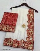 Chiffon Solid Saree For Women, White