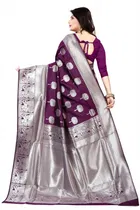 Litchi Silk Zari Woven Saree for Women, Purple 