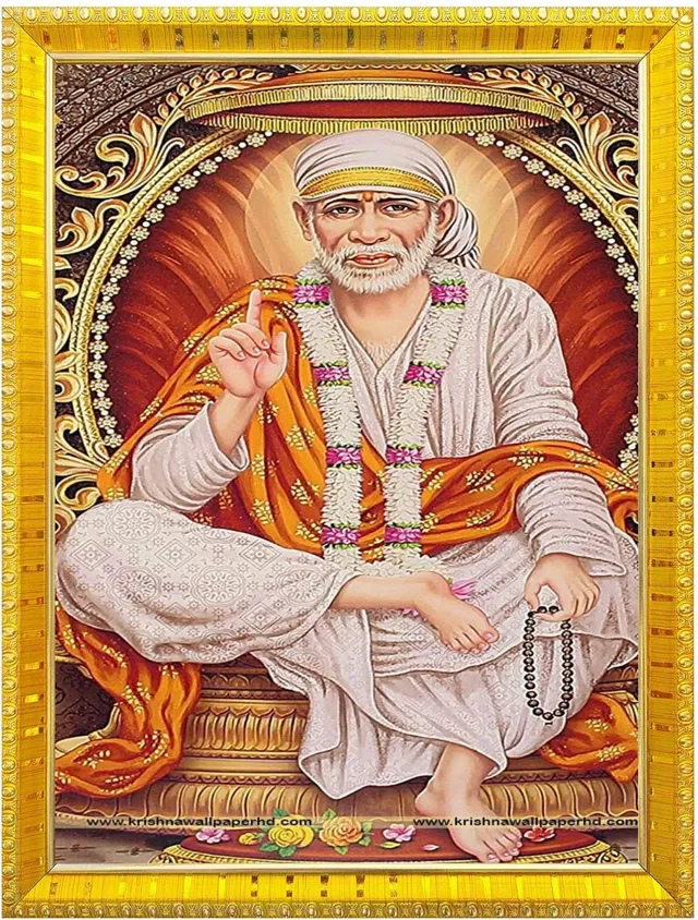 Shirdi Sai Baba Photo Frame (Gold, 5x7 inches)