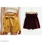 Shorts for Women (Mustard & Wine, 26) (Pack of 2)