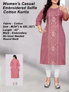 Floral Embroidered Cotton Blend Kurti for Women 