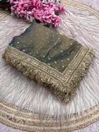Bollywood Satin Butti Embroidered Saree for Women 