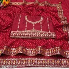 Chiffon Embellished Saree For Women, Red