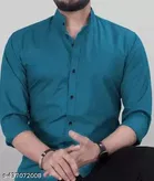 Cotton Solid Shirt for Men, Teal 