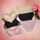 Cotton Solid Lingerie Set for Women, Multicolor, Pack of 3 