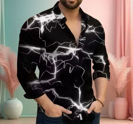 Printed Casual Shirts for Men (Grey, M)
