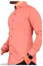 Cotton Blend Solid Shirt for Men, Pink 
