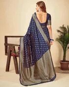 Silk Woven Design Saree for Women, Navy Blue 
