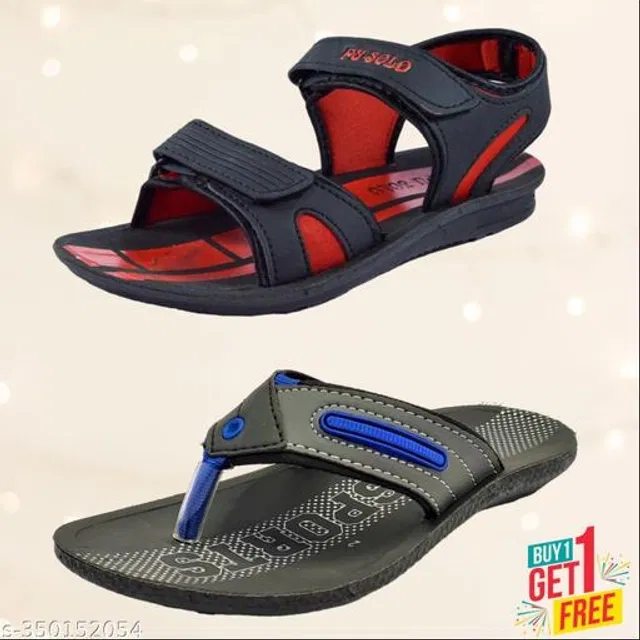 Sandal with Flipflop for Men (Multicolor, 7) (Pack of 2)