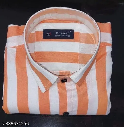 Cotton Blend Striped Shirt for Men, Multicolor (XL)