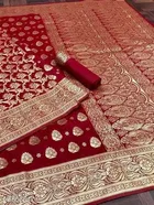 Silk Woven Design Saree for Women, Red 