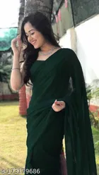 Georgette Solid Saree for Women 