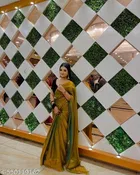 Chhava Golden Chiffon Saree for Women 
