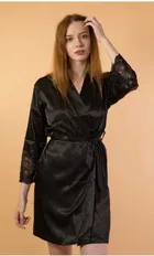 Satin Solid Babydoll for Women (Black, Free Size)