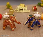 Metal Handcrafted Elephant Shaped Candle Holders 