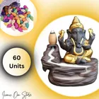 Resin Ganesh Showpiece with 60 Pcs Backflow Smoke Cones 