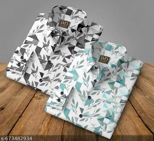 Printed Shirts for Men (Multicolor, L)