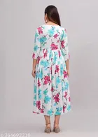 Printed Crepe Kurtis for Women, White 