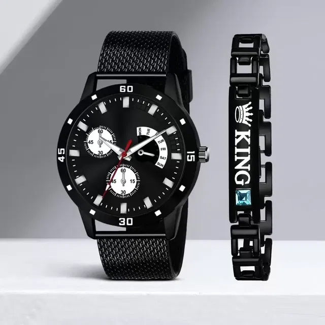 Analog Watch with Bracelet for Men (Multicolor)