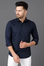 Cotton Blend Solid Full Sleeves Shirt for Men 