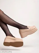 [48] Cream Solid Round Toe Pumps for Women 