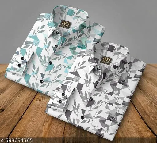 Boxy Printed Rayon Shirt Fabric for Men (Multicolor, XL)