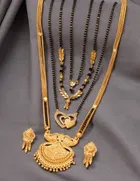 Combo of 4 Pcs Mangalsutras with Earrings Set for Women 