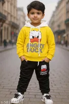 Cotton Blend Printed Clothing Set for Boys (Yellow & Black, 0-6 Months)
