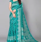 Art Silk Printed Saree for Women (Green, 6 m)
