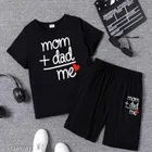 Cotton Blend Printed Clothing Set for Boys, Black 