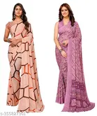 Designer Printed Georgette Saree for Women, Pack of 2 